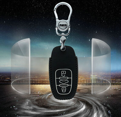 Good Genuine Leather Key Ring Auto Key Bags Smart for Audi R8 - Black